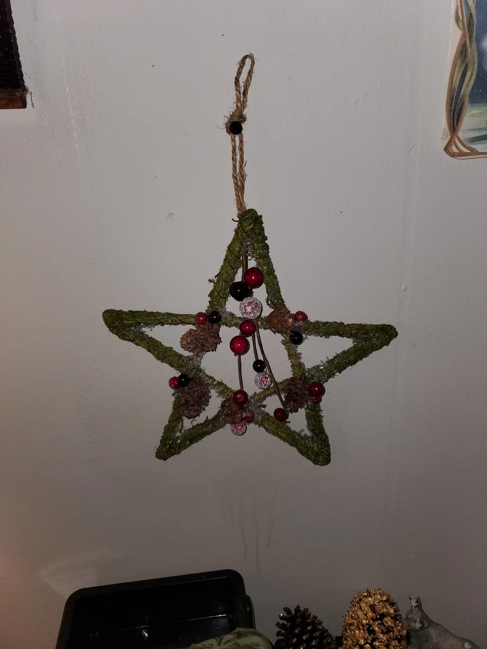 Handcrafted Moss-Covered Star Holiday Ornament Set Of All 3